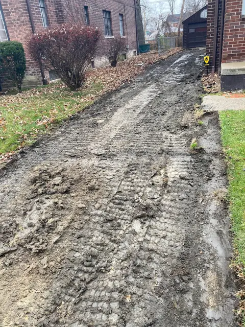 Driveway concrete broken out