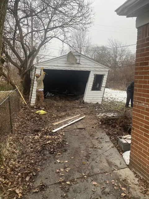 Garage tear-down in progress