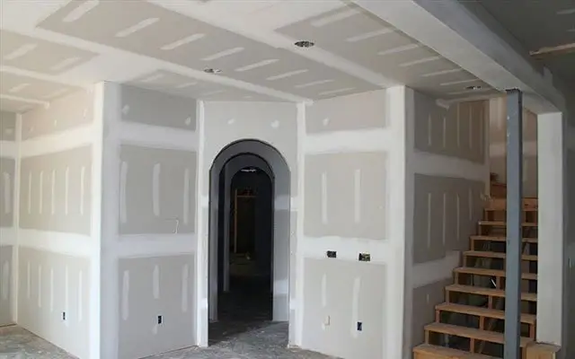 Arched opening, drywall finished