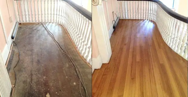 Floor refinish, before and after