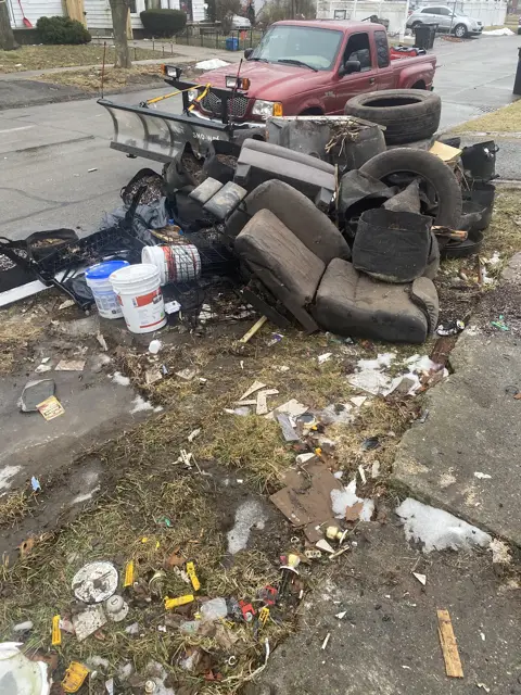 Dumped tires and debris