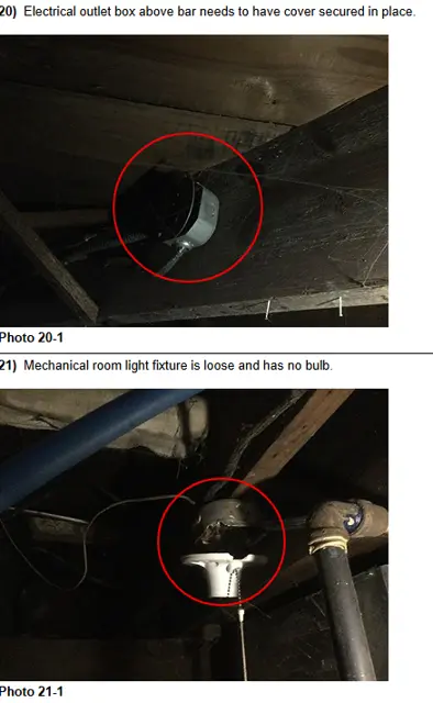 Inspector flag: loose fixture, no bulb