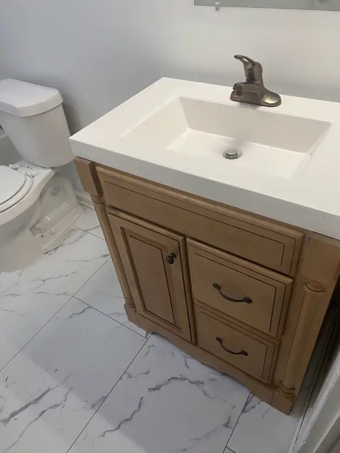 Bathroom vanity and tile