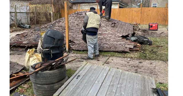 Garage demo crew at work