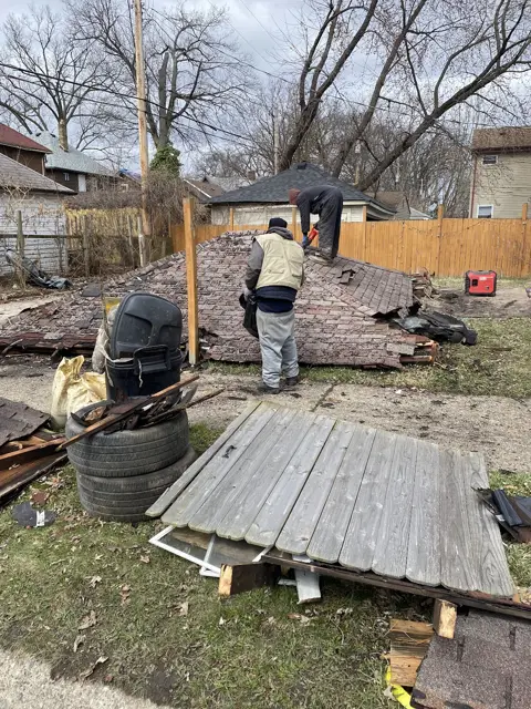 Collapsed garage roof coming apart