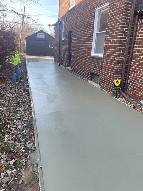 Side walkway poured